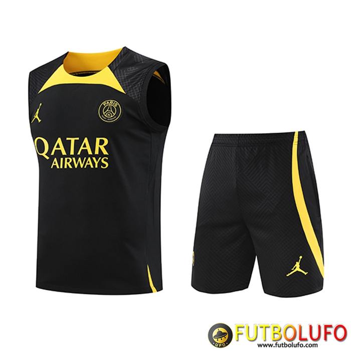 Camiseta Entrenamiento sin mangas + Cortos PSG Jordan Negro 2023/2024