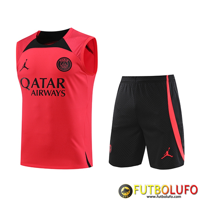 Camiseta Entrenamiento sin mangas + Cortos PSG Jordan Rojo 2023/2024