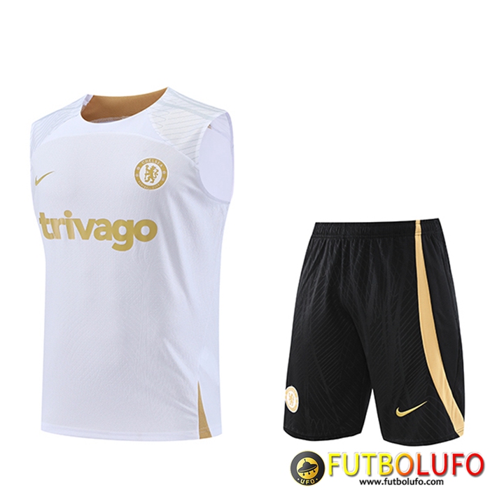 Camiseta Entrenamiento sin mangas + Cortos FC Chelsea Blanco 2023/2024