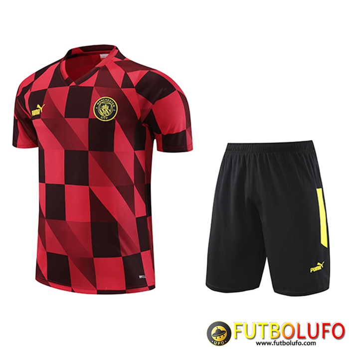 Camiseta Entrenamiento + Cortos Manchester City Rojo 2023/2024