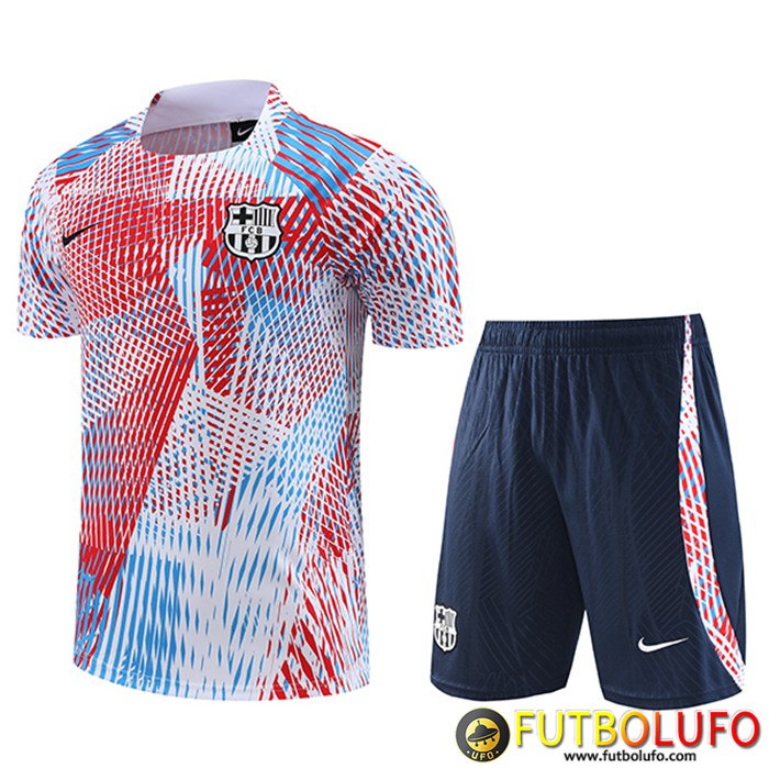 Camiseta Entrenamiento + Cortos FC Barcelona Rojo/Azul/Blanco 2023/2024
