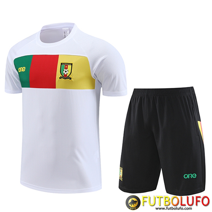 Camiseta Entrenamiento + Cortos Camerún Blanco 2023/2024