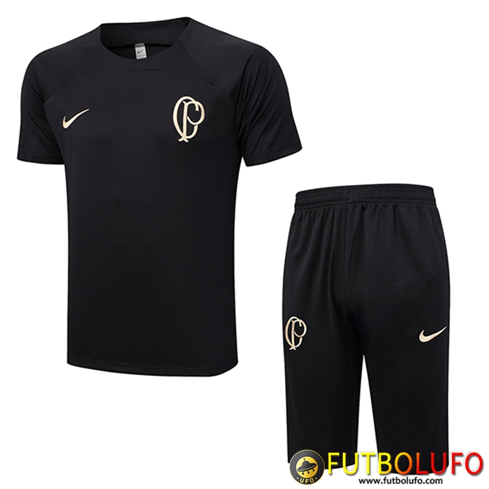 Camiseta Entrenamiento + Cortos Corinthians Negro 2023/2024