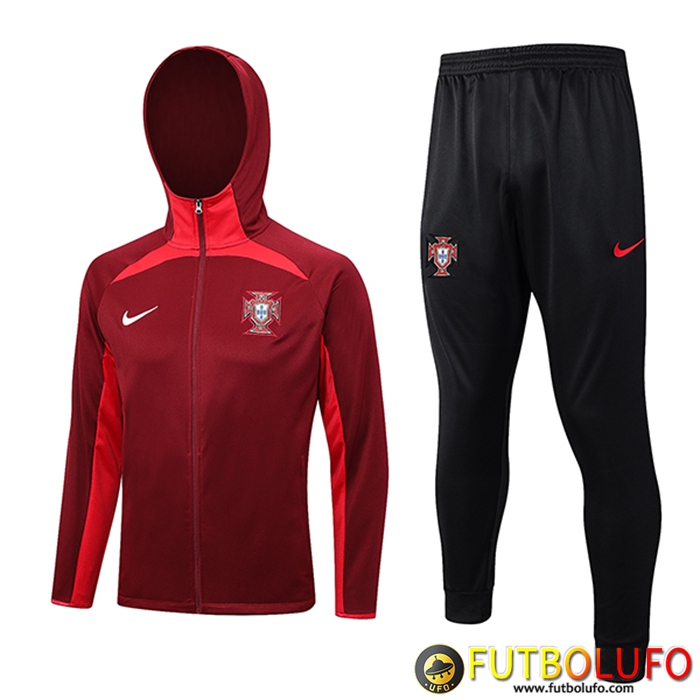 Chaqueta Con Capucha Chandal Rompevientos Chaqueta Portugal Rojo 2023/2024