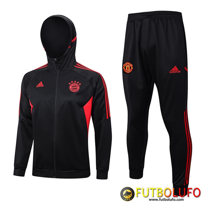 Chaqueta Con Capucha Chandal Rompevientos Chaqueta Bayern Munich Negro 2023/2024