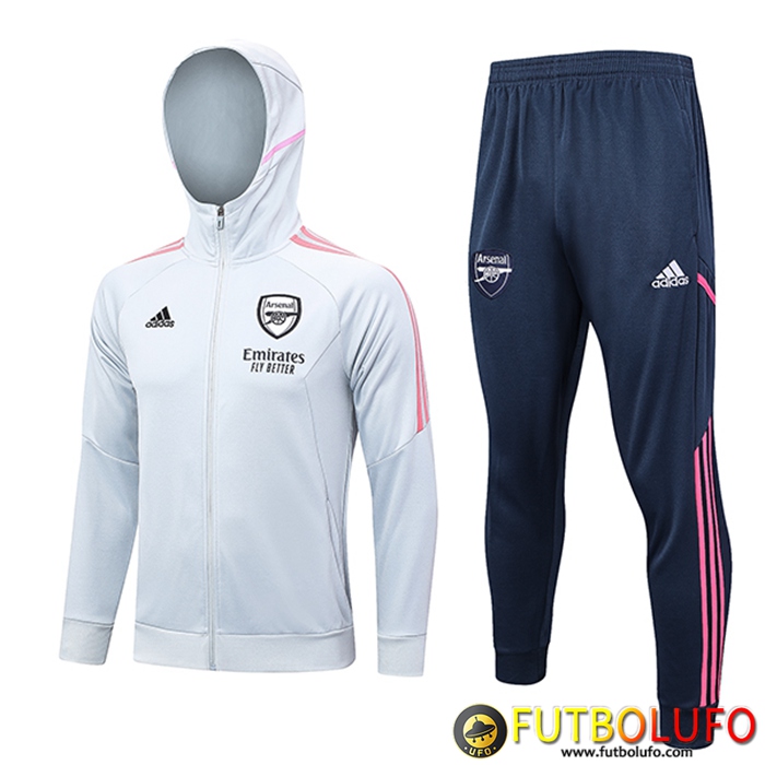 Chaqueta Con Capucha Chandal Rompevientos Chaqueta Arsenal Gris Claro 2023/2024