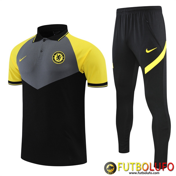 Camiseta Polo FC Chelsea Negro/Amarillo 2022/2023