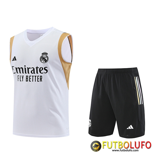 Camiseta Entrenamiento sin mangas + Cortos Real Madrid Blanco 2023/2024 -02