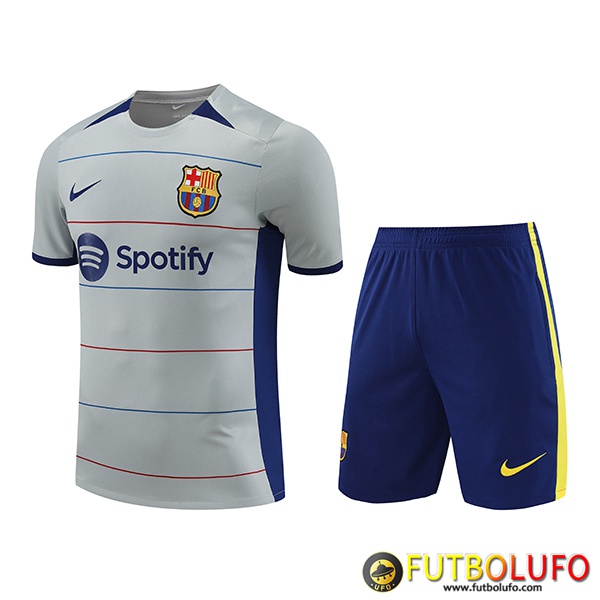 Camiseta Entrenamiento + Cortos FC Barcelona Gris 2023/2024 -03